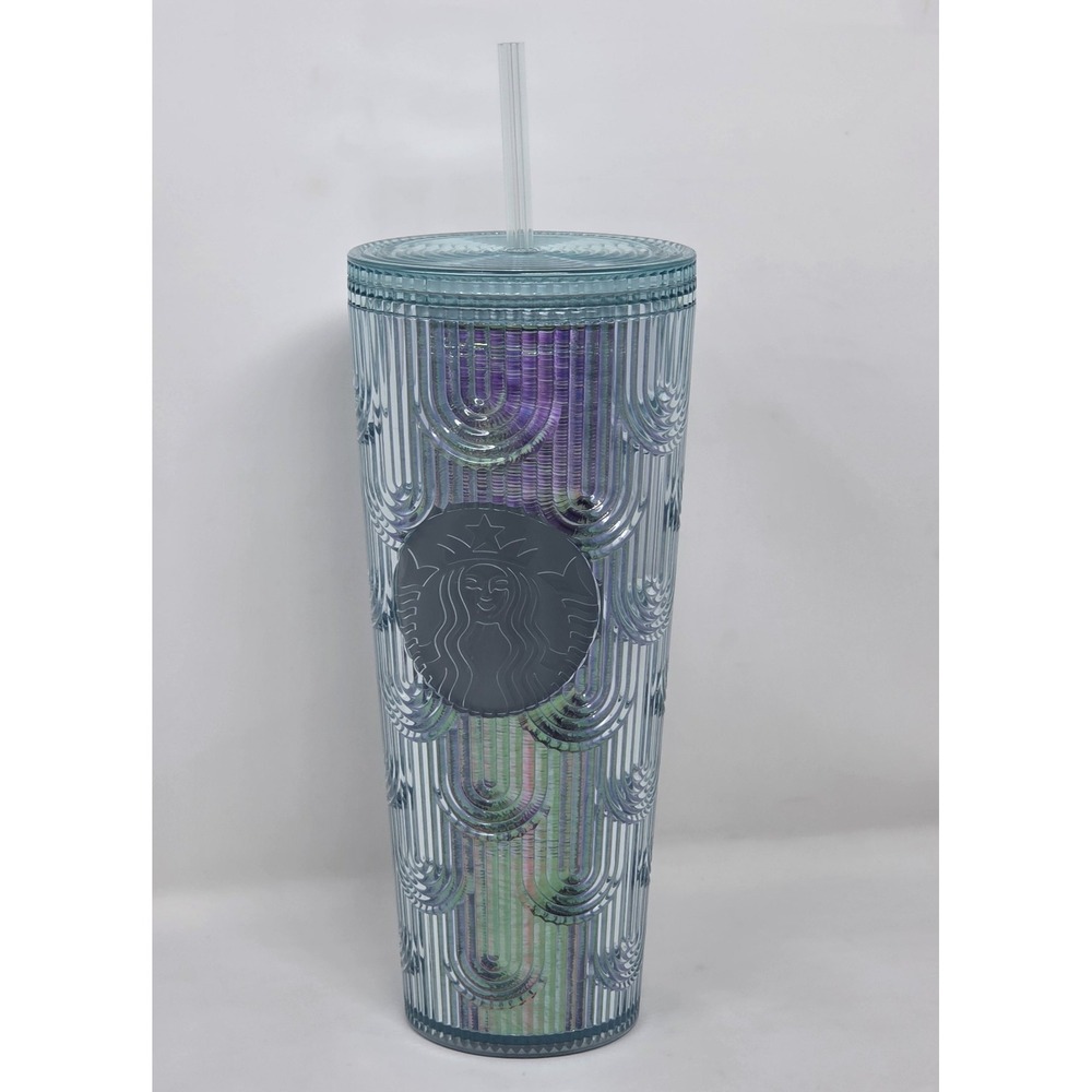 NEW Starbucks Spring 2022 Iridescent Mermaid Scales‎ Tumbler Cold Cup 24 oz